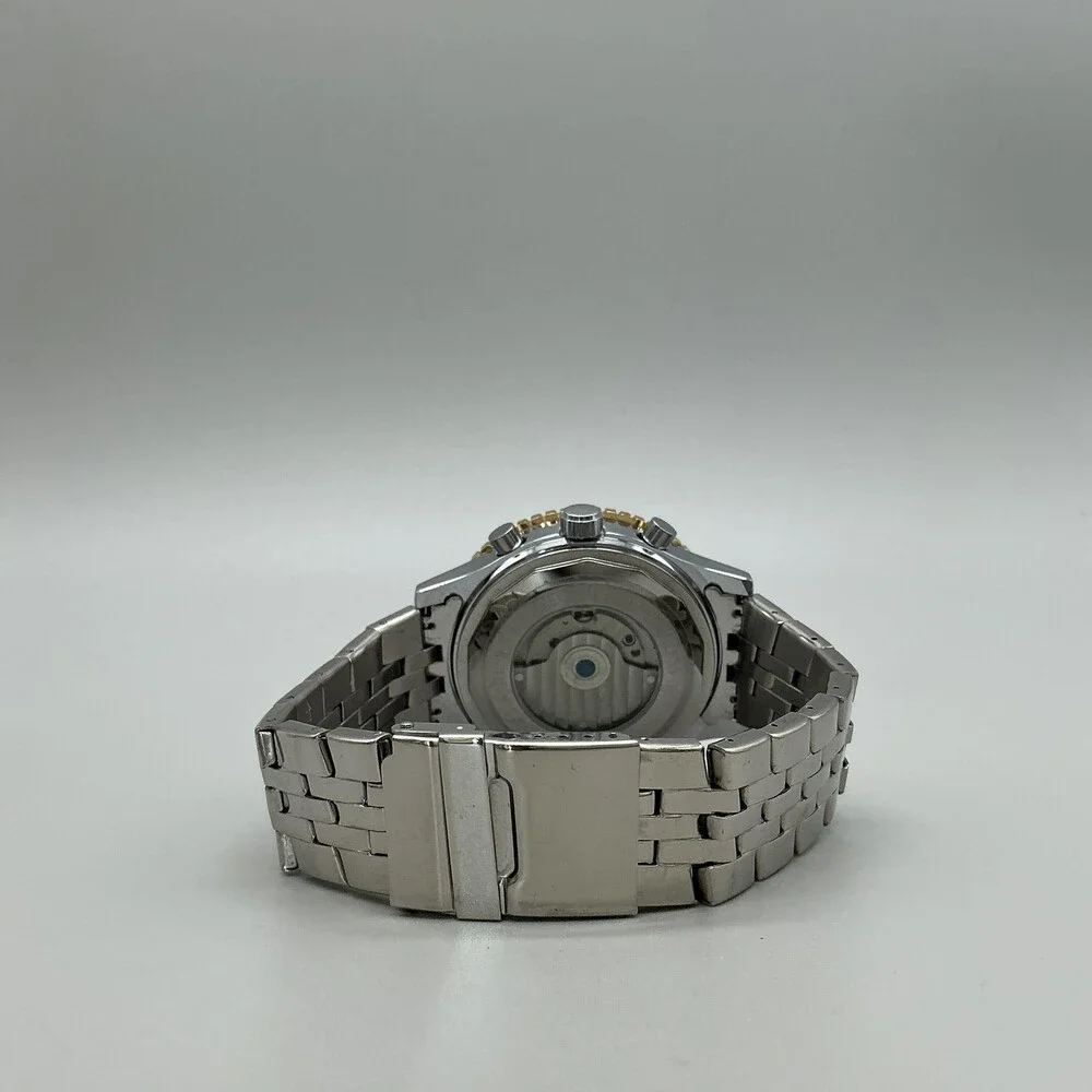 Jaragar Mens Watch 50mm Champagne Dial Automatic Skeleton Stainless Bracelet